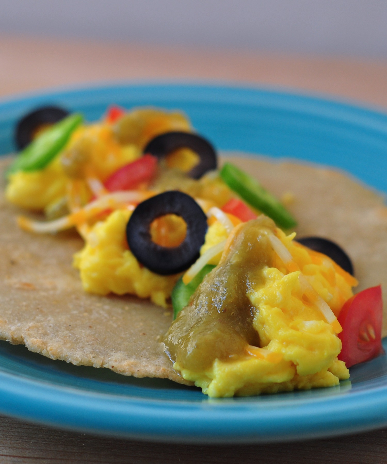 Omelet Breakfast Burritos with Green Tomato Jalapeno Salsa