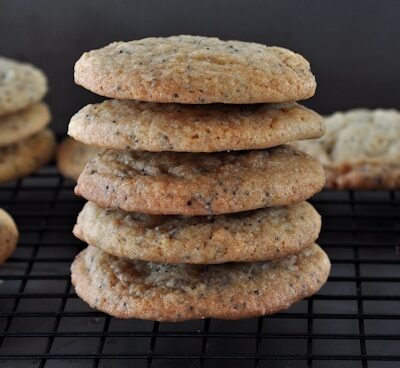 Stack of Chewy Lemon Poppy Seed Cookies