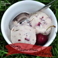 bowl of cherry vanilla bean ice cream