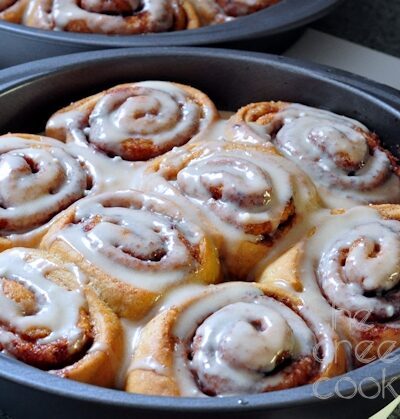 pan of anadama cinnamon rolls