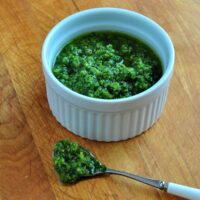 Garlic Scape Chimichurri Sauce Recipe on the Creekside Cook