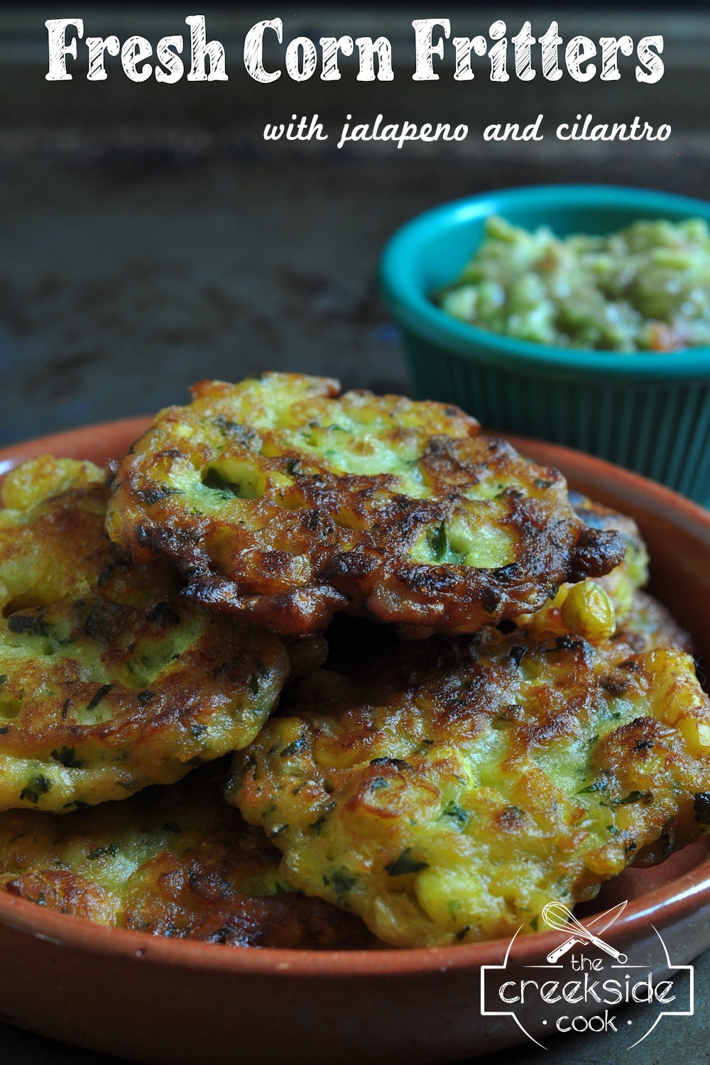 Pinterest pin for fresh corn fritters on The Creekside Cook