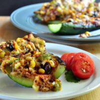 Recipe for Quinoa & Black Bean Stuffed Zucchini on The Creekside Cook