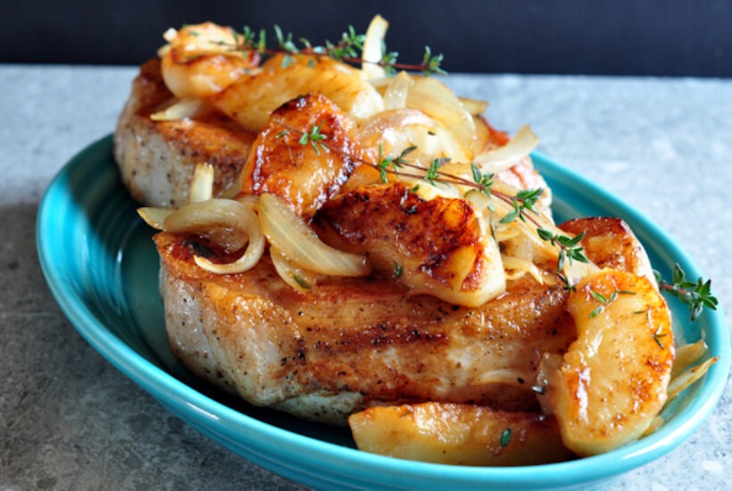 Find the recipe for Pork Loin Chops with Apples and Onions on The Creekside Cook