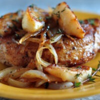 Recipe for Pork Loin Chops with Apples and Onions on The Creekside Cook