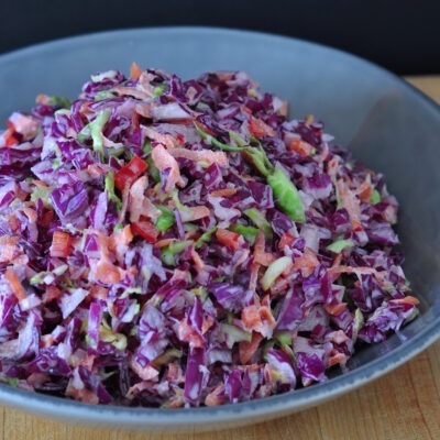 recipe for rainbow veggie slaw on the creekside cook