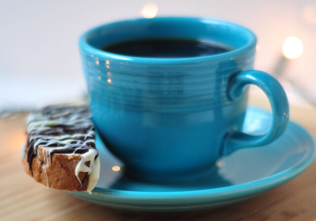 Cup of tea and Ginger Nut Biscotti on The Creekside Cook