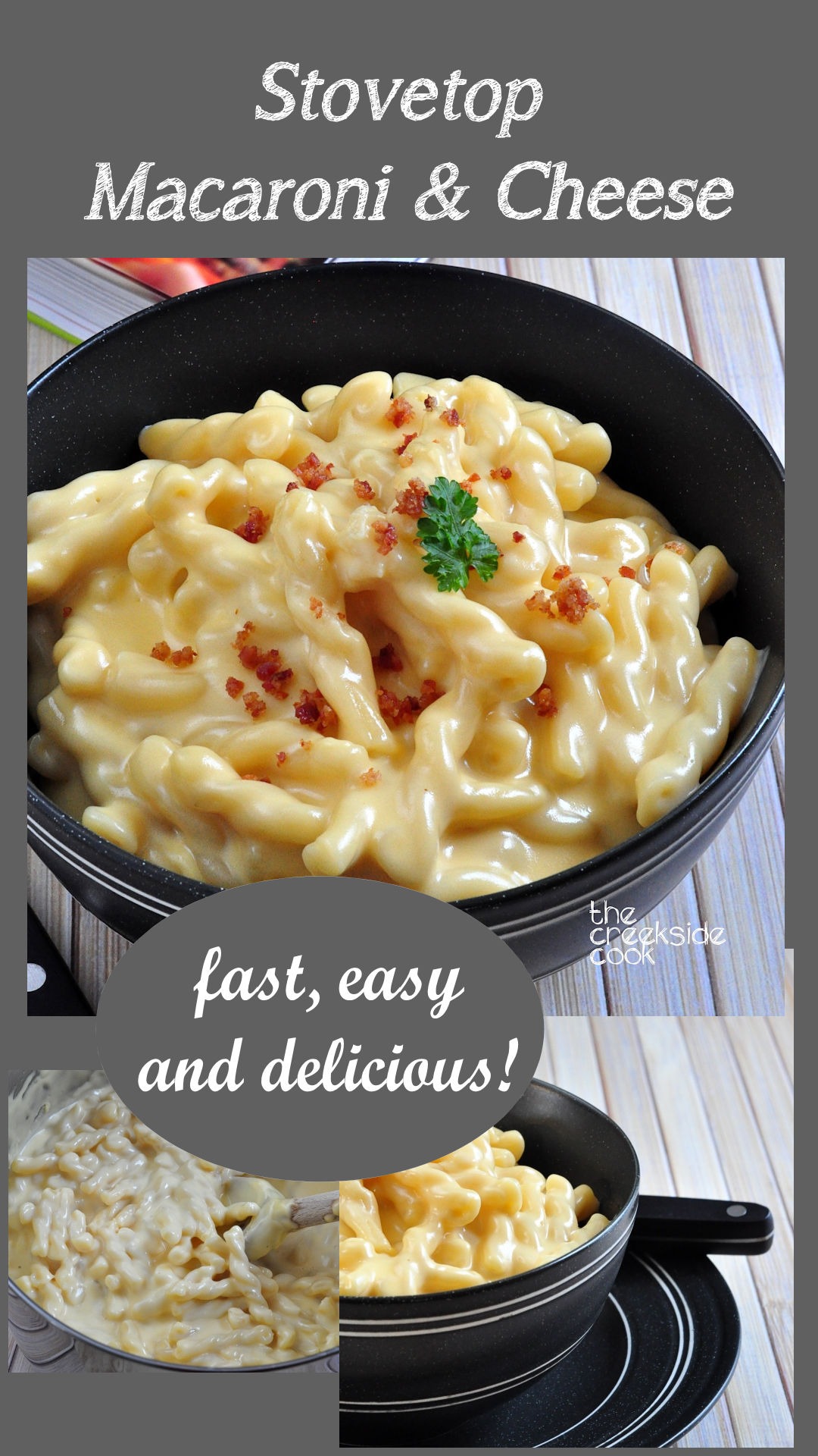 Pin for Pinterest Stovetop Macaroni & Cheese on The Creekside Cook