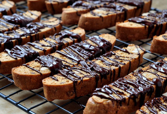 Dark Chocolate Drizzle on Ginger Nut Biscotti on The Creekside Cook