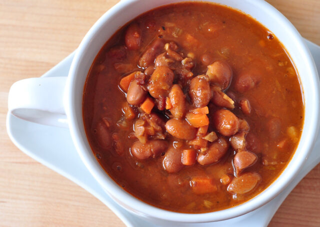 Bowl of Bean with Bacon soup on The Creekside Cook