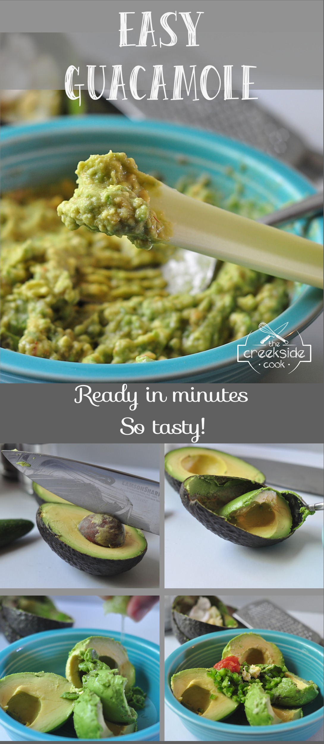 Pinterest Pin for Easy Guacamole on The Creekside Cook