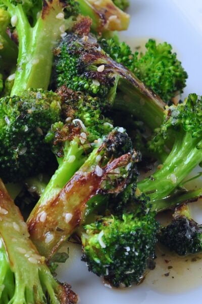 Caramelized Broccoli with Roasted Garlic Vinaigrette on The Creekside Cook