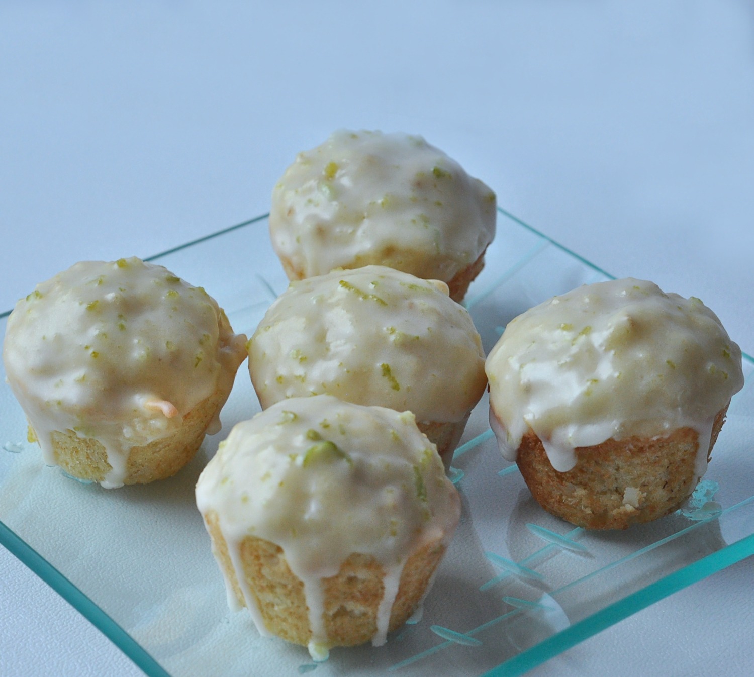 Plate of Coconut Lime Mini Muffins on The Creekside Cook