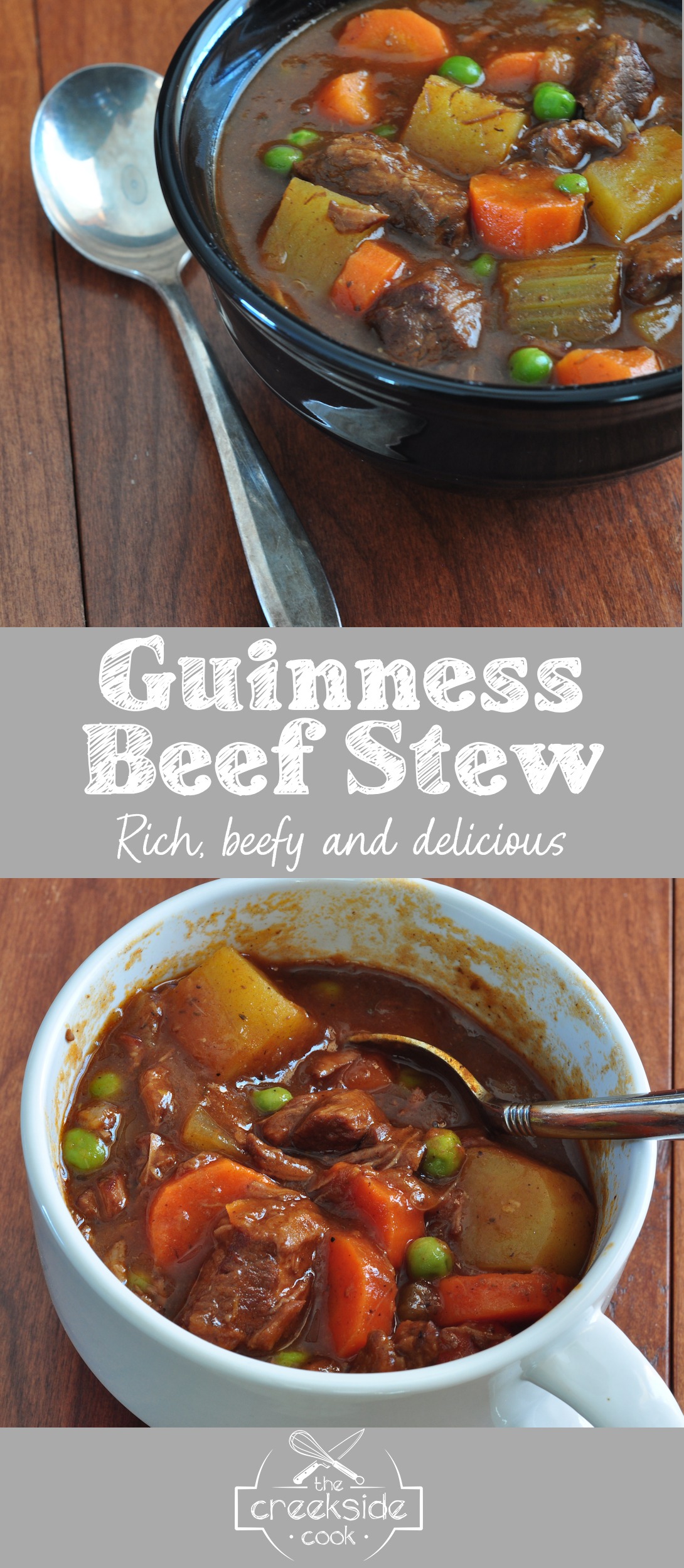 Pinterest Pin for Guinness Beef Stew on The Creekside