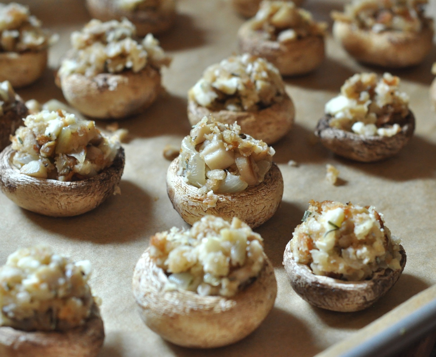 Cheese Stuffed Mushrooms, ready for the oven