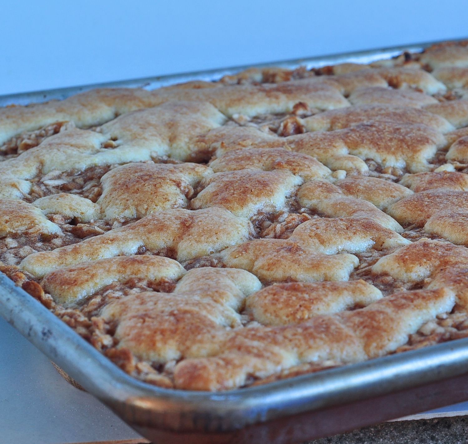 apple pie bars baked in pan