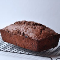 loaf of double chocolate banana bread on The Creekside Cook