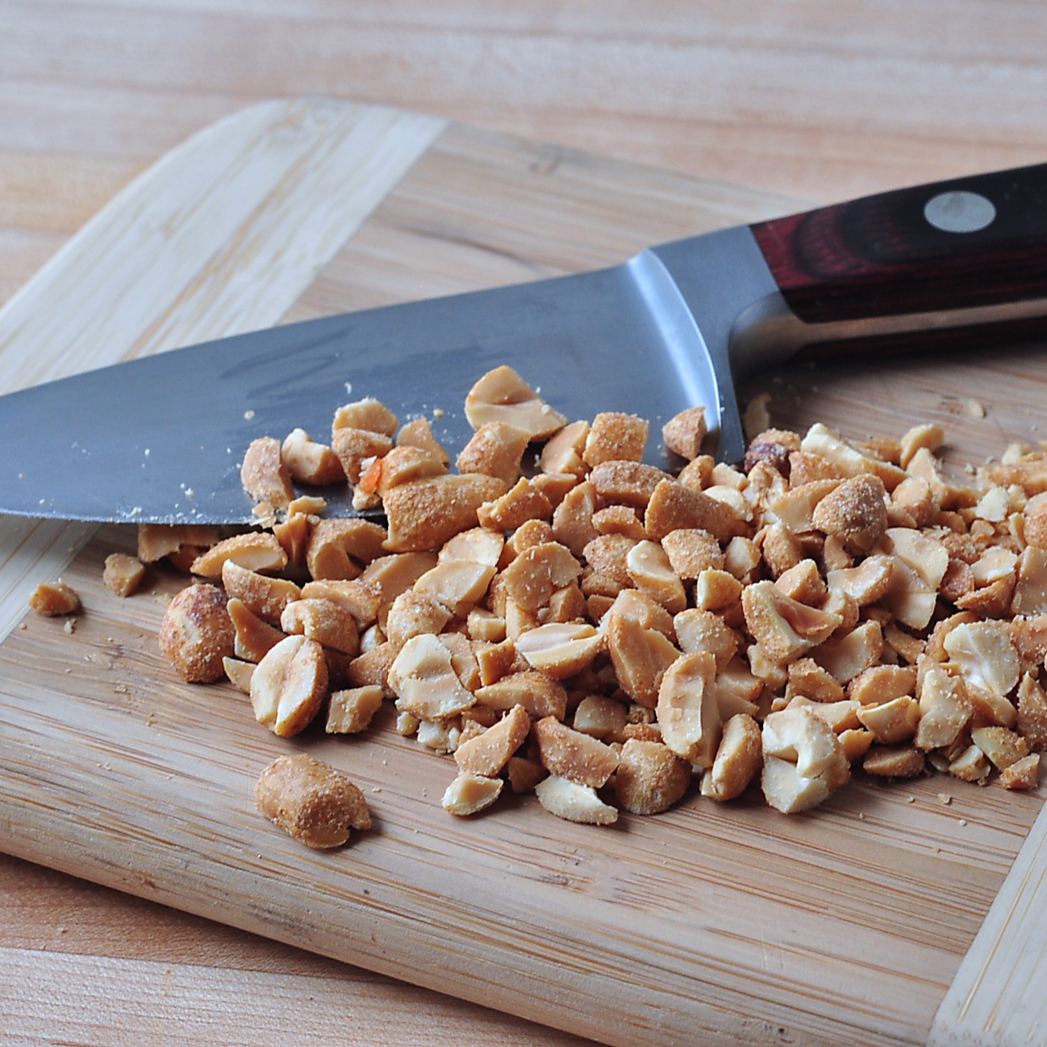 chopping peanuts
