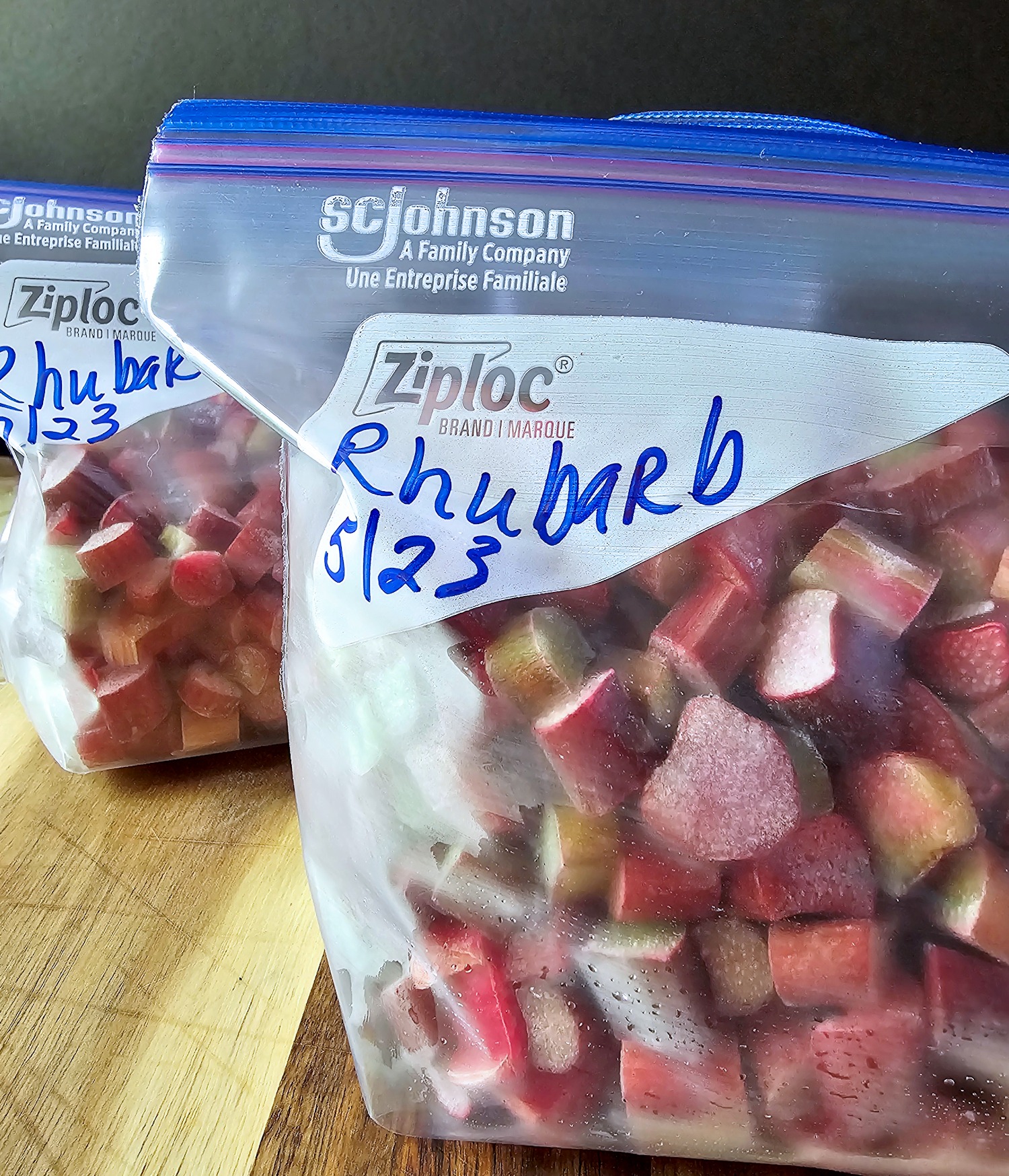 bags of frozen rhubarb