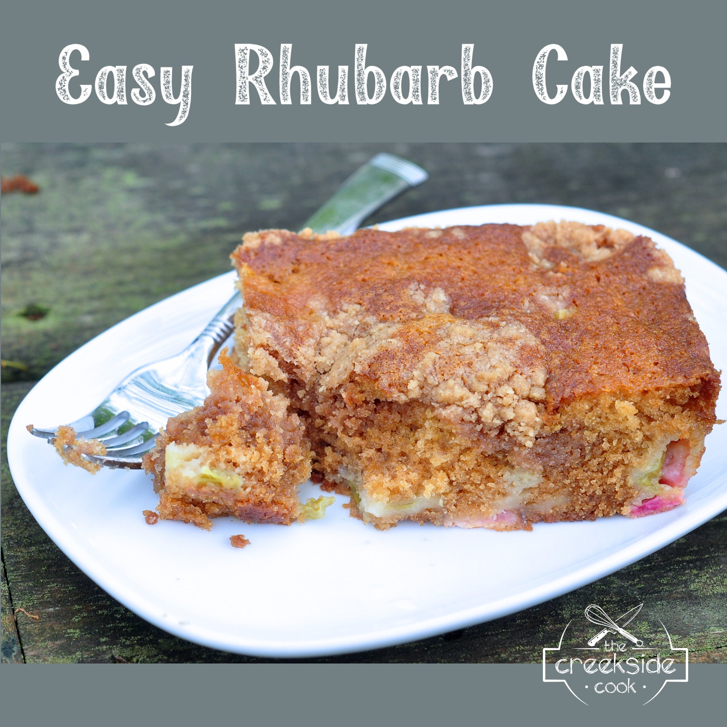 recipe for Easy Rhubarb Cake on The Creekside Cook