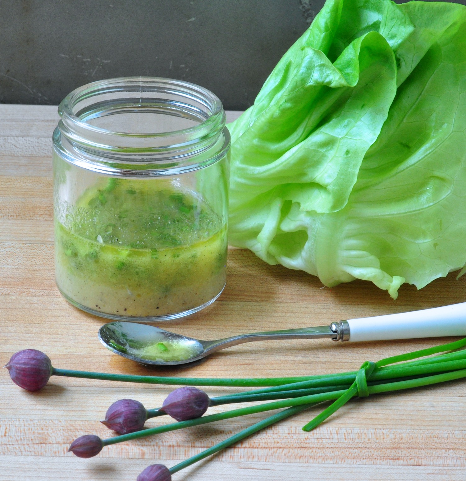 jar of chive lemon vinaigrette