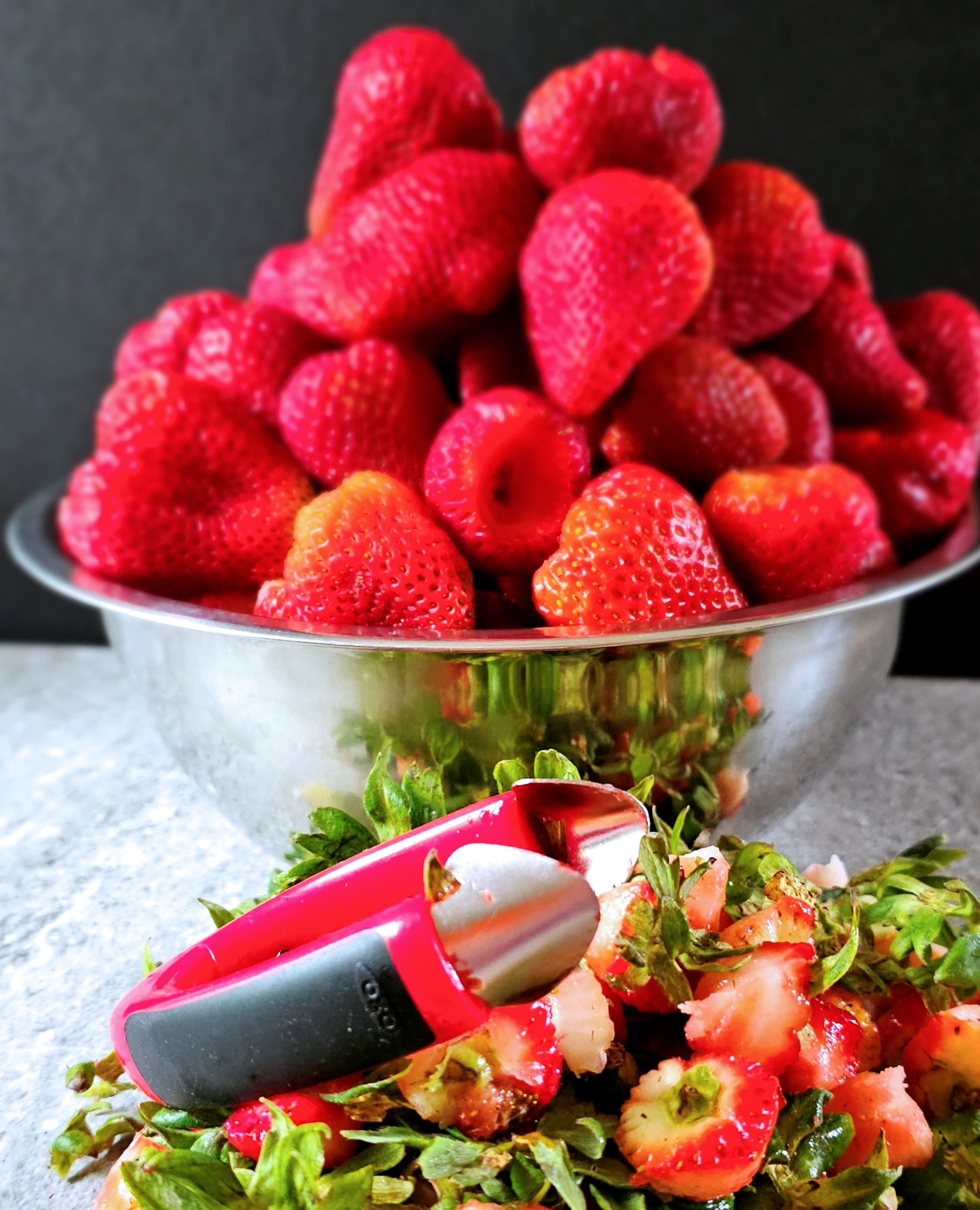 hulling the berries