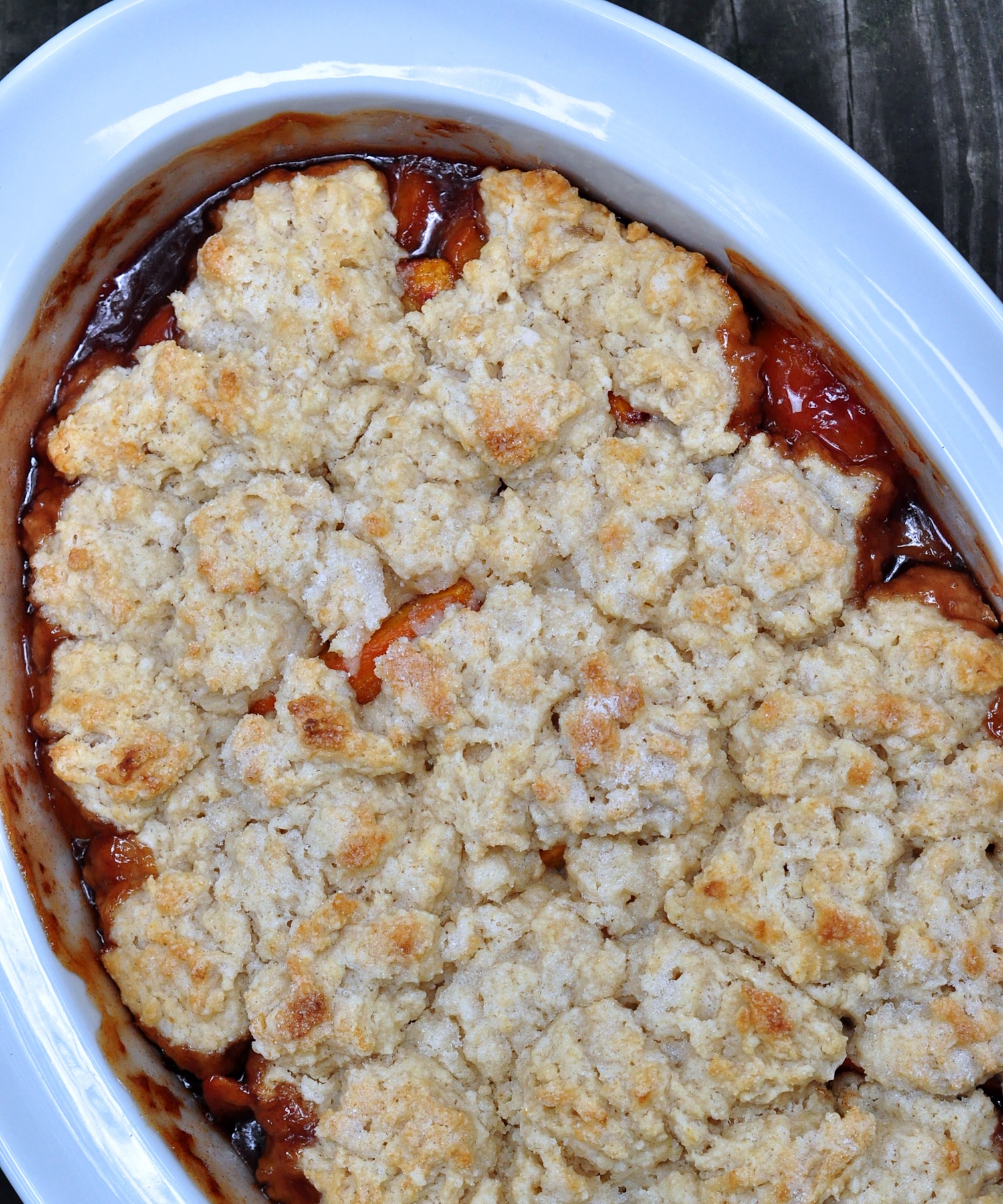 baked peach cobbler on The Creekside Cook
