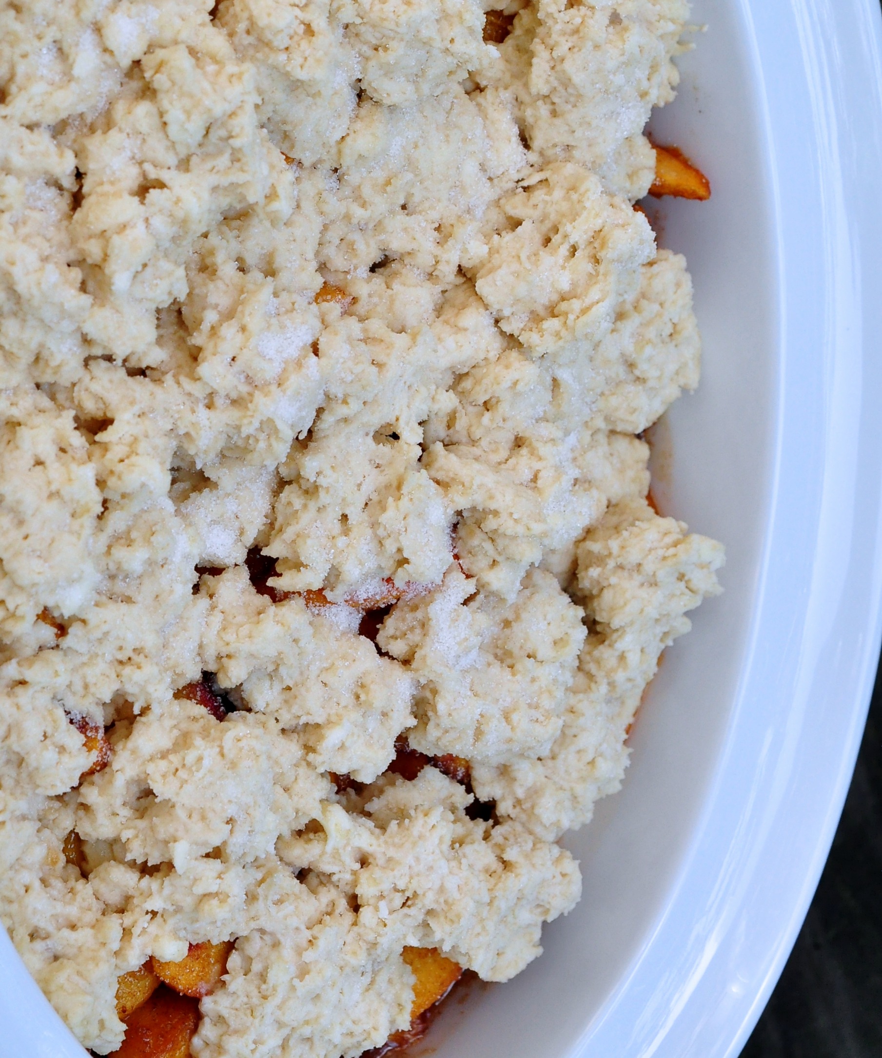 topping on peaches