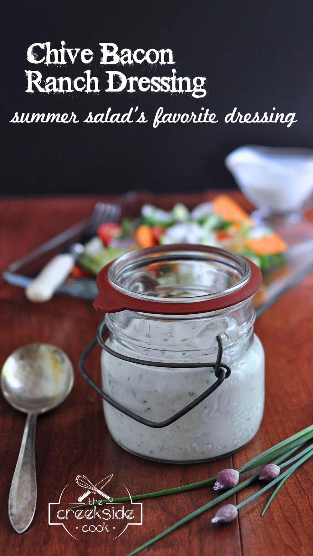 Pinterest pin for Chive Bacon Ranch Dressing