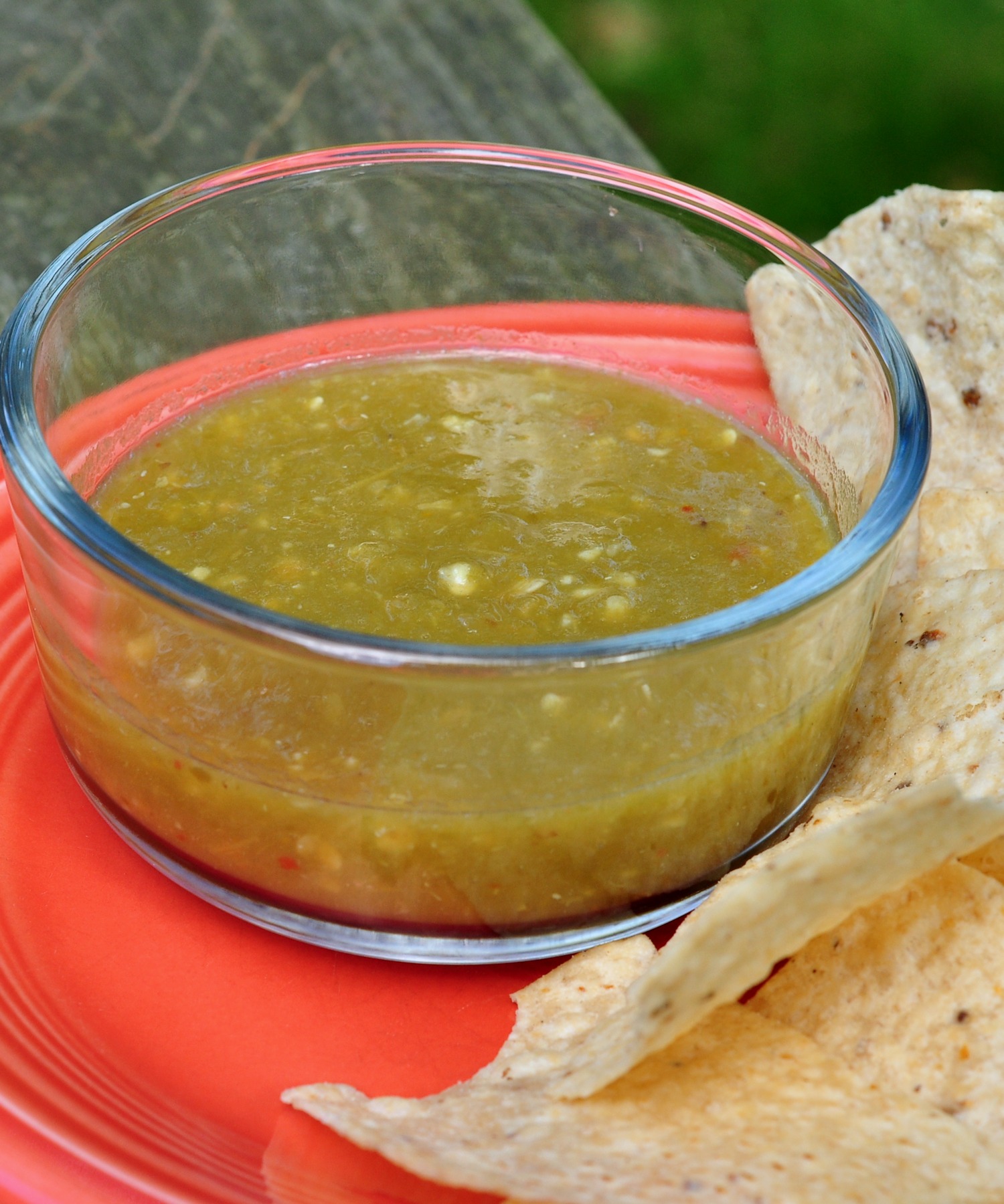 chips with Green Tomato Jalapeno Salsa
