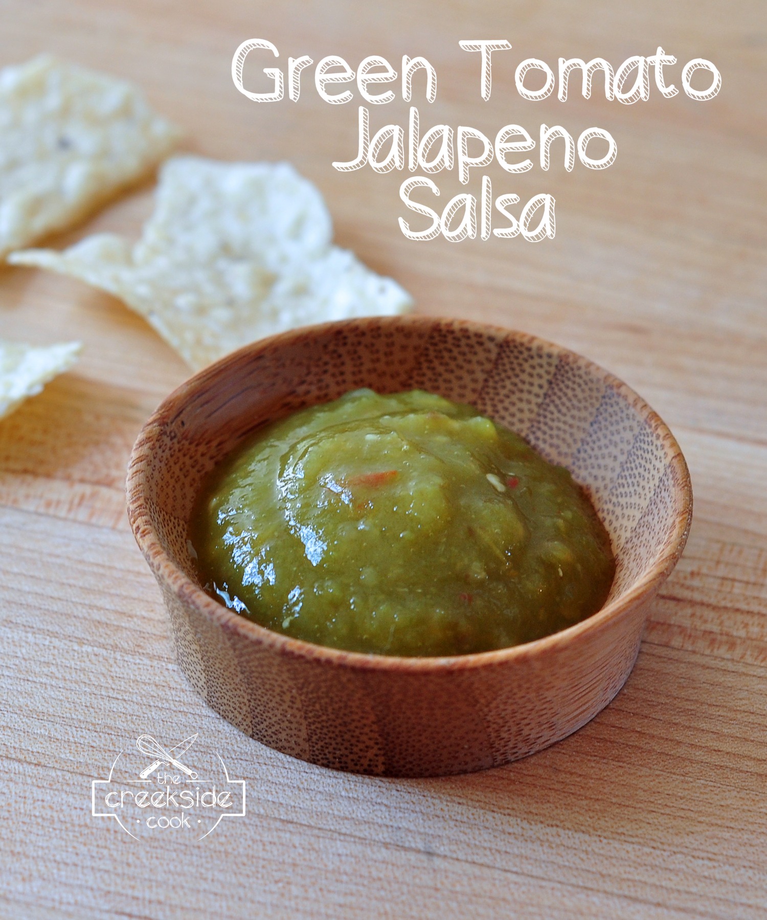 Recipe for Green Tomato Jalapeno Salsa on The Creekside Cook.