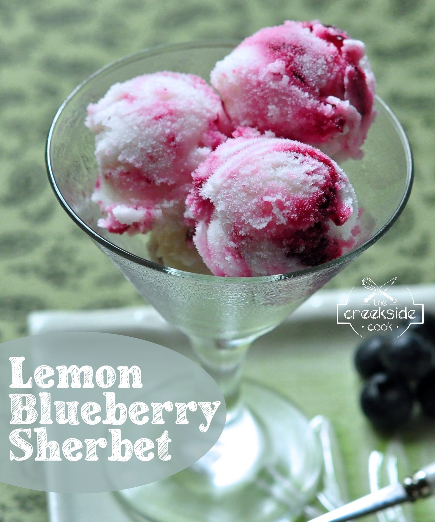 Recipe for Lemon Blueberry Sherbet on The Creekside Cook