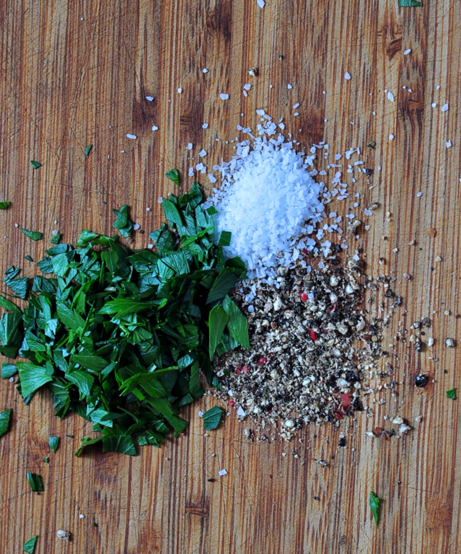 herbs, salt, pepper