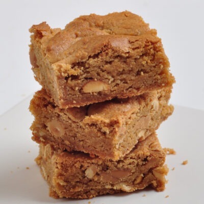 recipe for triple threat peanut butter blondies on the creekside cook